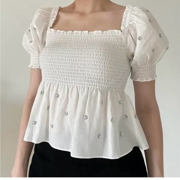 HILL HOUSE SMOCKED TOP SIZE SMALL 100% lyocell - Picture 1 of 7